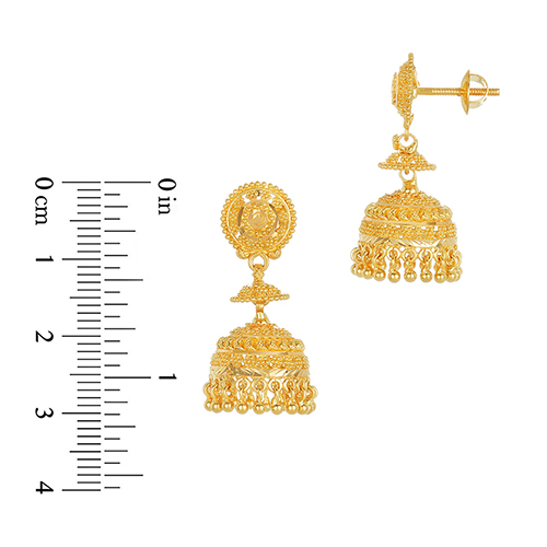 22k Yellow Gold Beaded Twist Jhumka Earrings